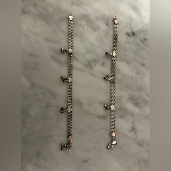 Vintage Silver Anklets with tiny bell charms. 10in. Hook closure. - Picture 6 of 8